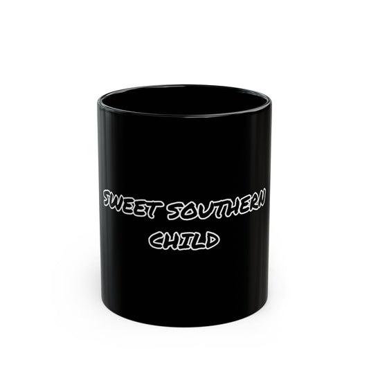 Sweet Southern Child Black Mug – Southern Pride Coffee Cup (11oz & 15oz)