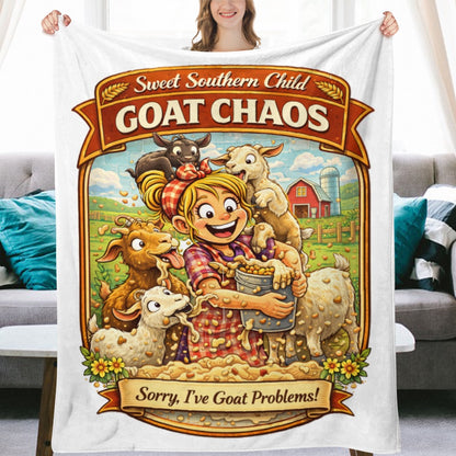 Ultra-Soft Flannel Blanket goat chaos