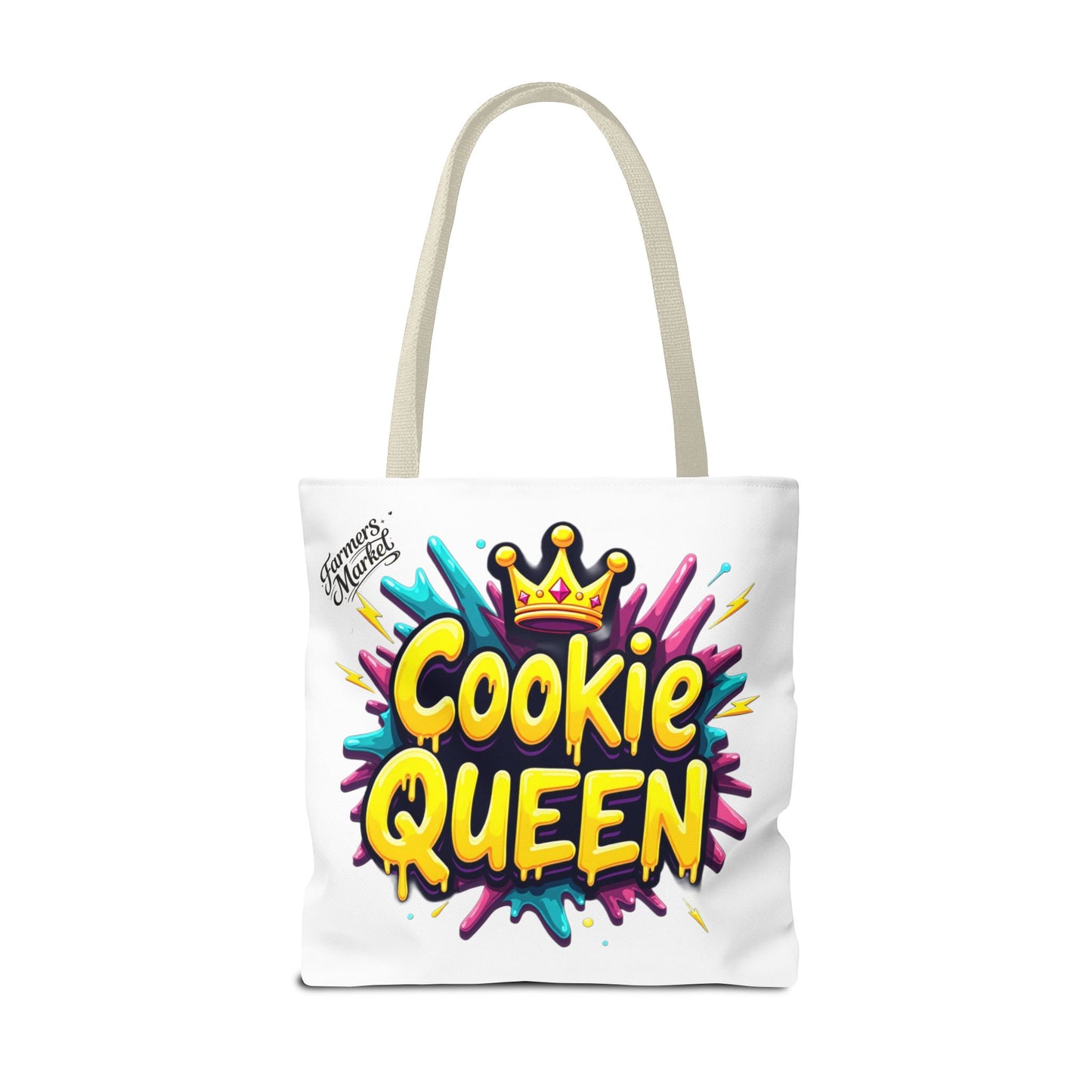 Cookie Queen Tote Bag — Colorful Crowned Bakery Gift Tote