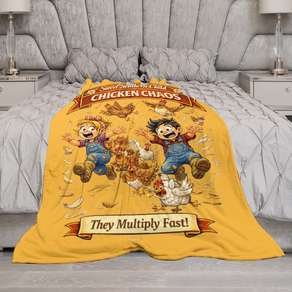 Ultra-Soft Flannel Blanket Chicken chaos