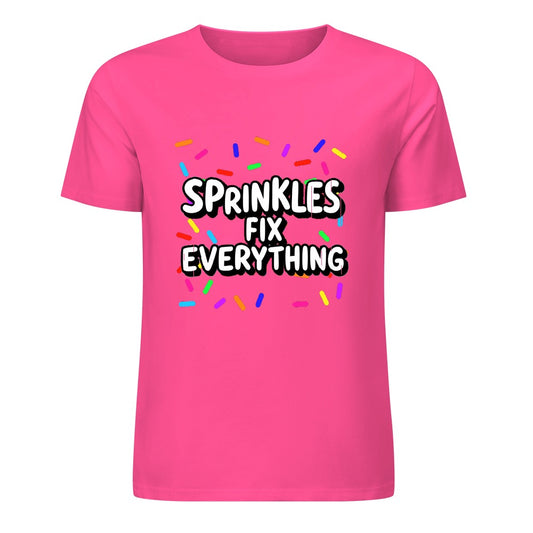 New Pure cotton short sleeved T-shirt sprinkles fix everything