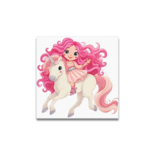Dollie on unicorn Frame Canvas Print 12"x12"
