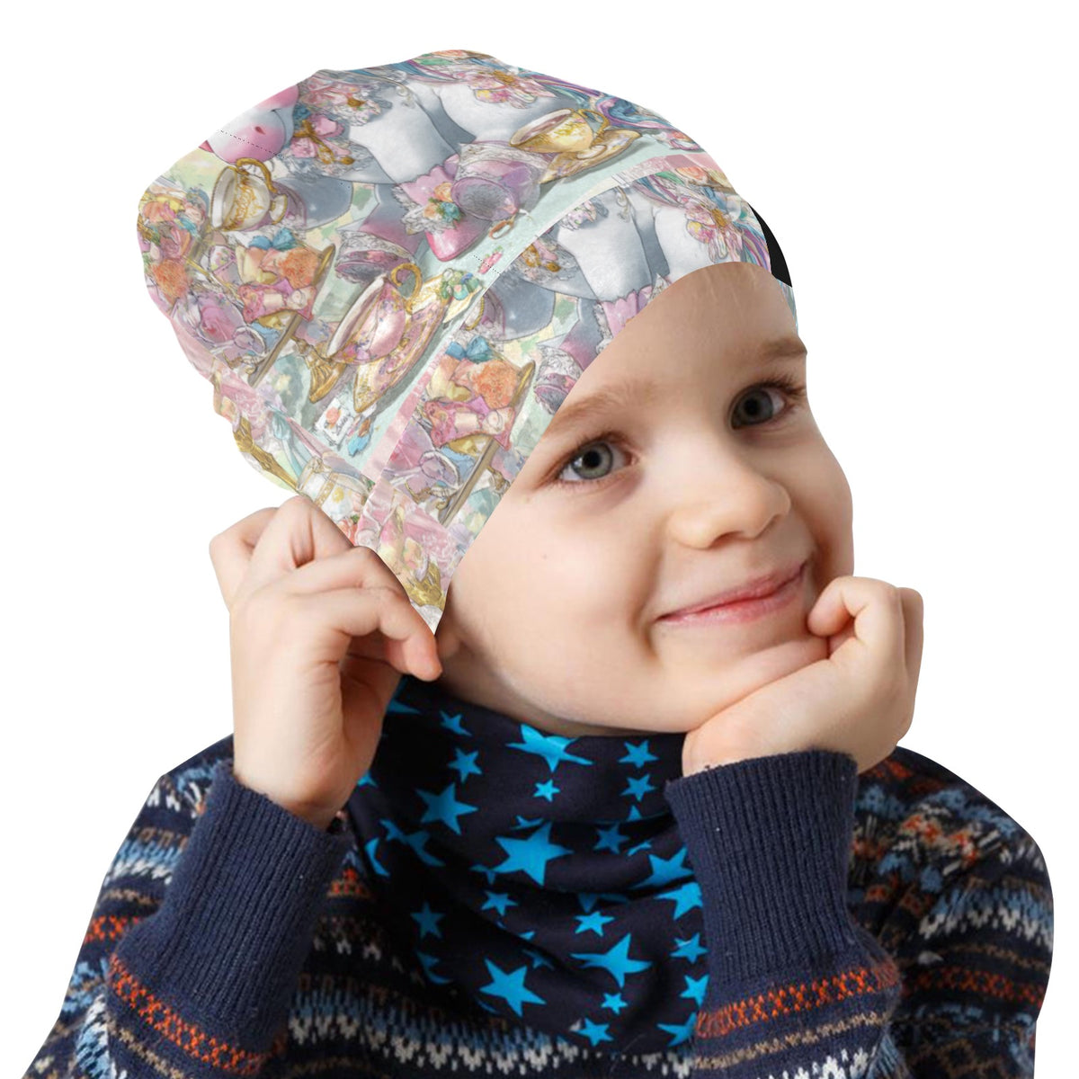 Hello-oh-Dollie unicorn tea party All Over Print Beanie for Kids