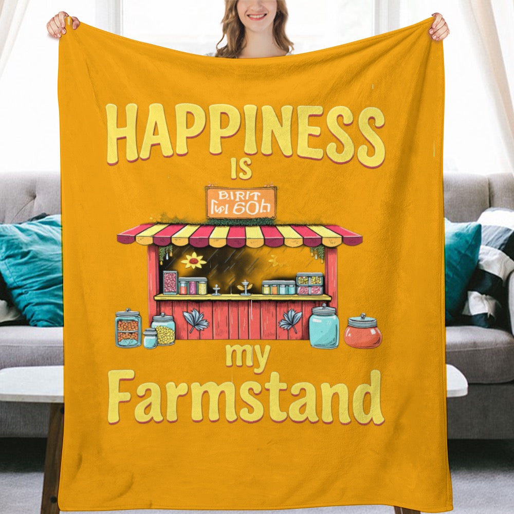 Ultra-Soft Flannel Blanket Happiness is my farmstand