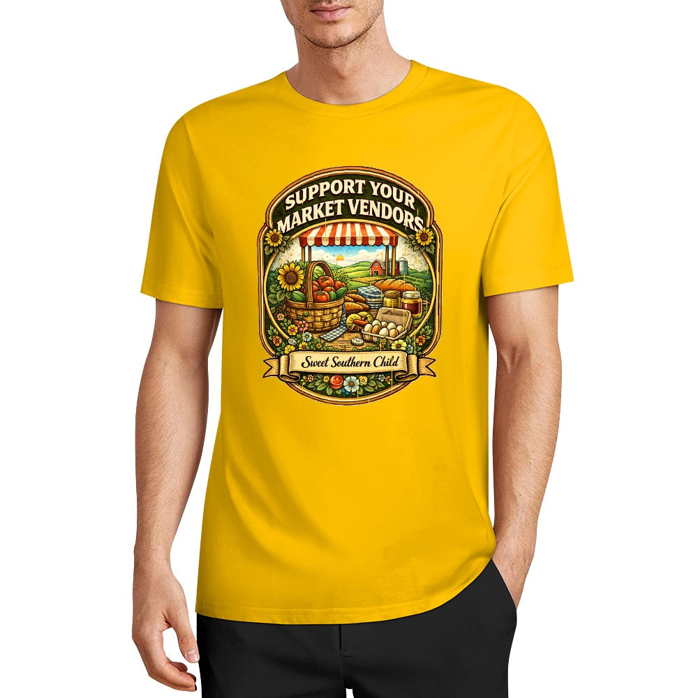 New Pure cotton short sleeved T-shirt Support your local market vendors