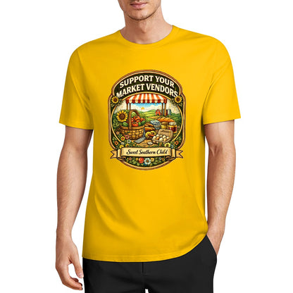 New Pure cotton short sleeved T-shirt Support your local market vendors