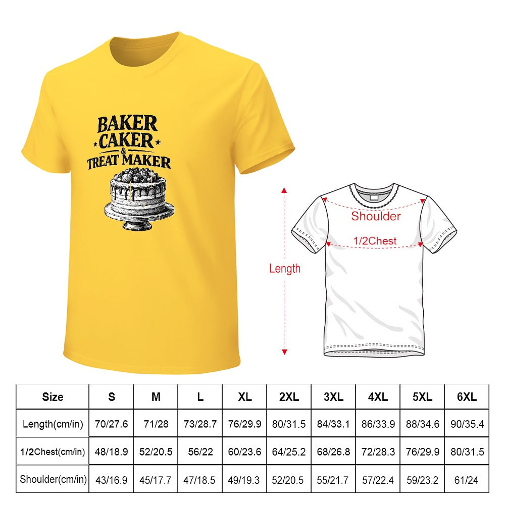 New High quality Men's T-shirt 100% Cotton Cake  Baker