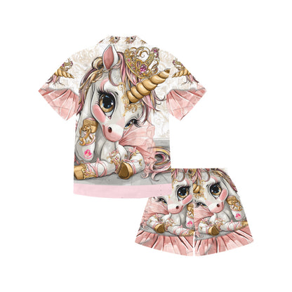 HELLO-OH-DOLLIE unicorn ballerina Little Girls' V-Neck Short Pajama Set (Sets 11)