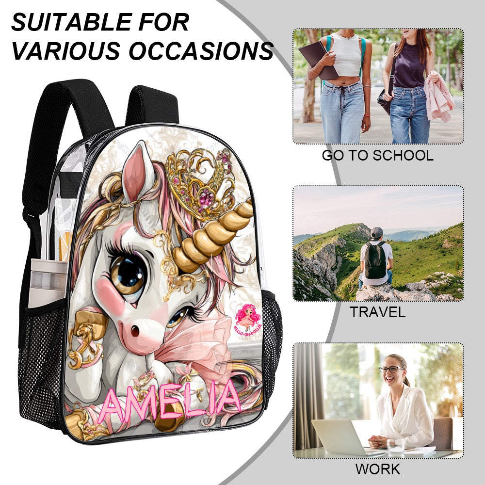 Unicorn Amelia Transparent Bag 17 inch New