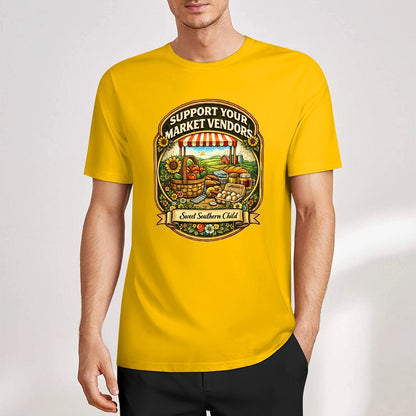 New Pure cotton short sleeved T-shirt Support your local market vendors