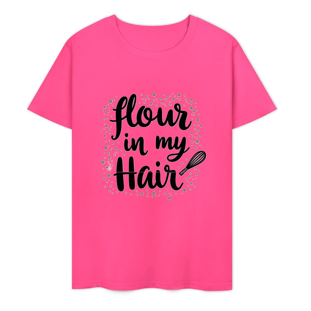 New Pure cotton short sleeved T-shirt Flour in my hair
