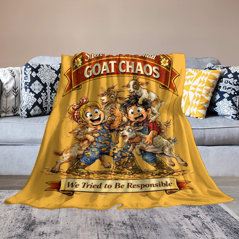 Ultra-Soft Flannel Blanket Goat chaos