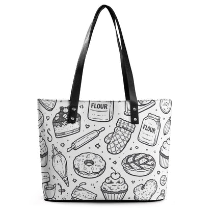 Bakery print Leather lady's handbag