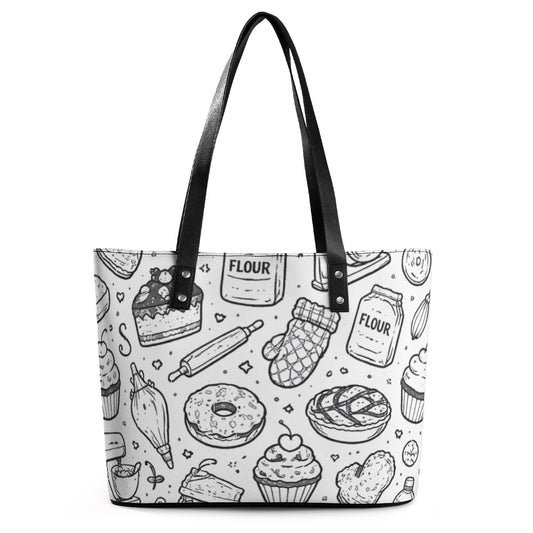 Bakery print Leather lady's handbag