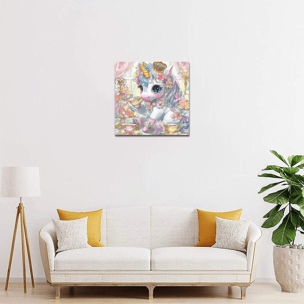Unicorn tea party Frame Canvas Print 12"x12"