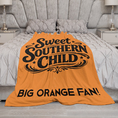 Ultra-Soft Flannel Blanket Multiple Sizes sweet Southern Child Big Orange fan