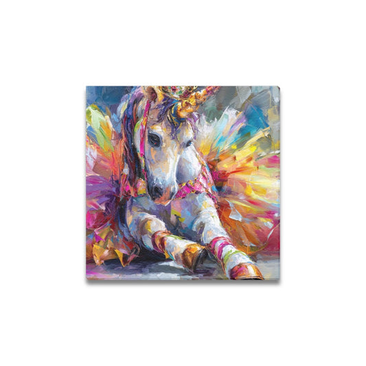 Unicorn bowing on stage Frame Canvas Print 12"x12"