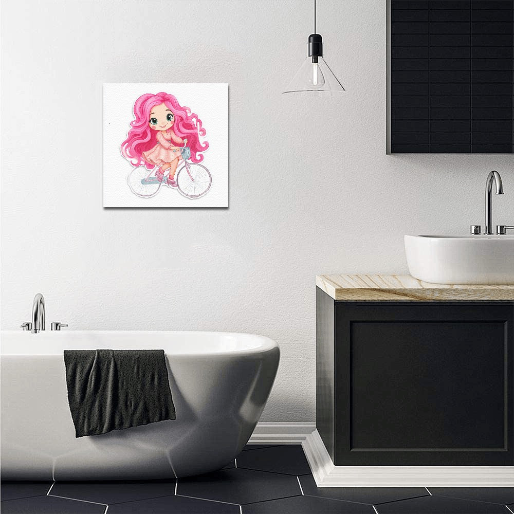 Dollie on bicycle Frame Canvas Print 12"x12"