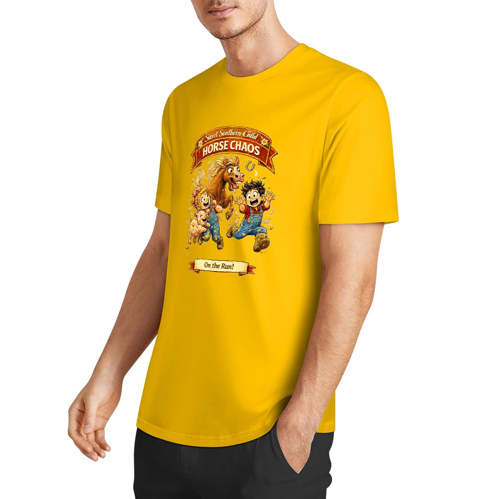 New Pure cotton short sleeved T-shirt Horse chaos