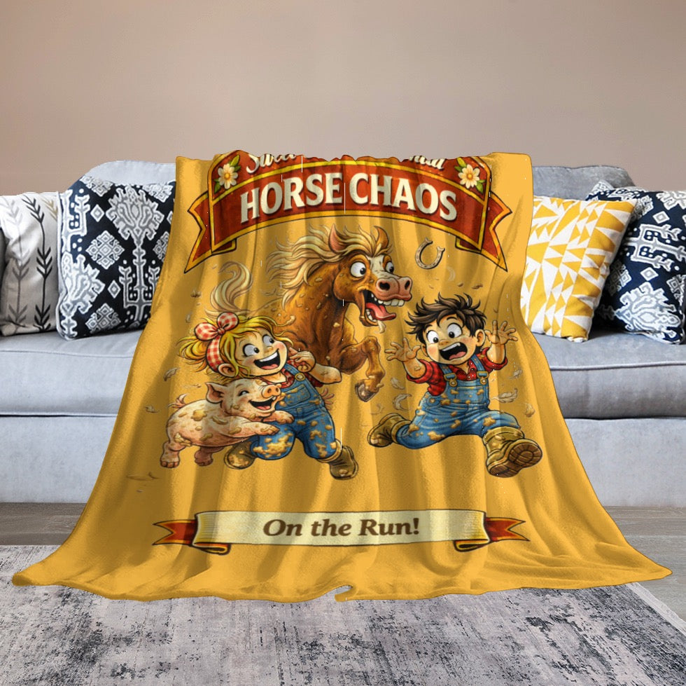 Ultra-Soft Flannel Blanket Horse chaos