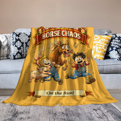 Ultra-Soft Flannel Blanket Horse chaos