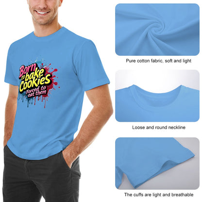 New High quality Men's T-shirt 100% Cotton Born to bake cookies