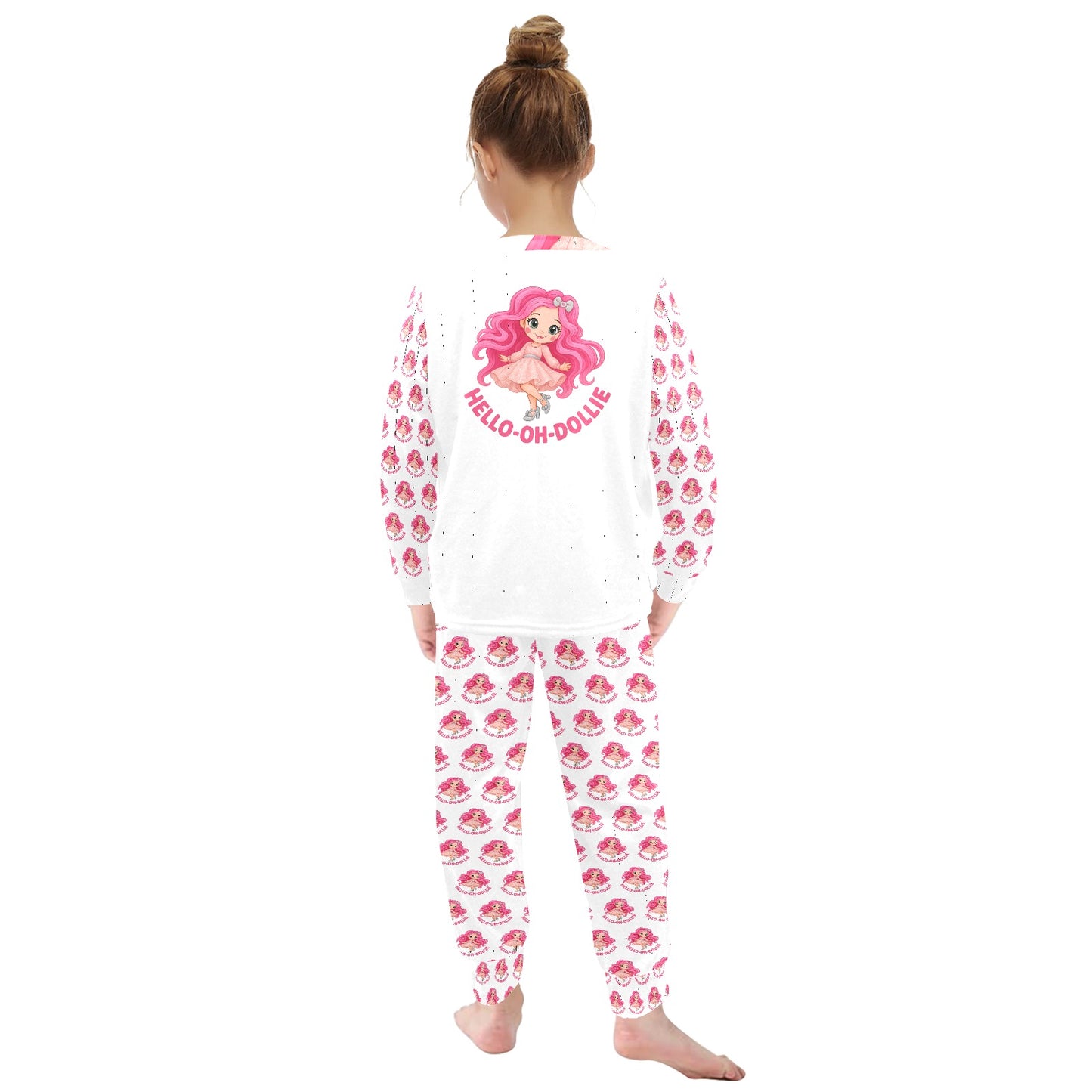 Hello-oh-Dollie Little Girls' Crew Neck Long Pajama Set (Sets 18)