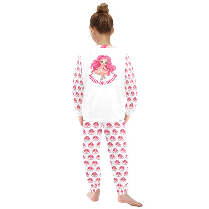 Hello-oh-Dollie Little Girls' Crew Neck Long Pajama Set (Sets 18)