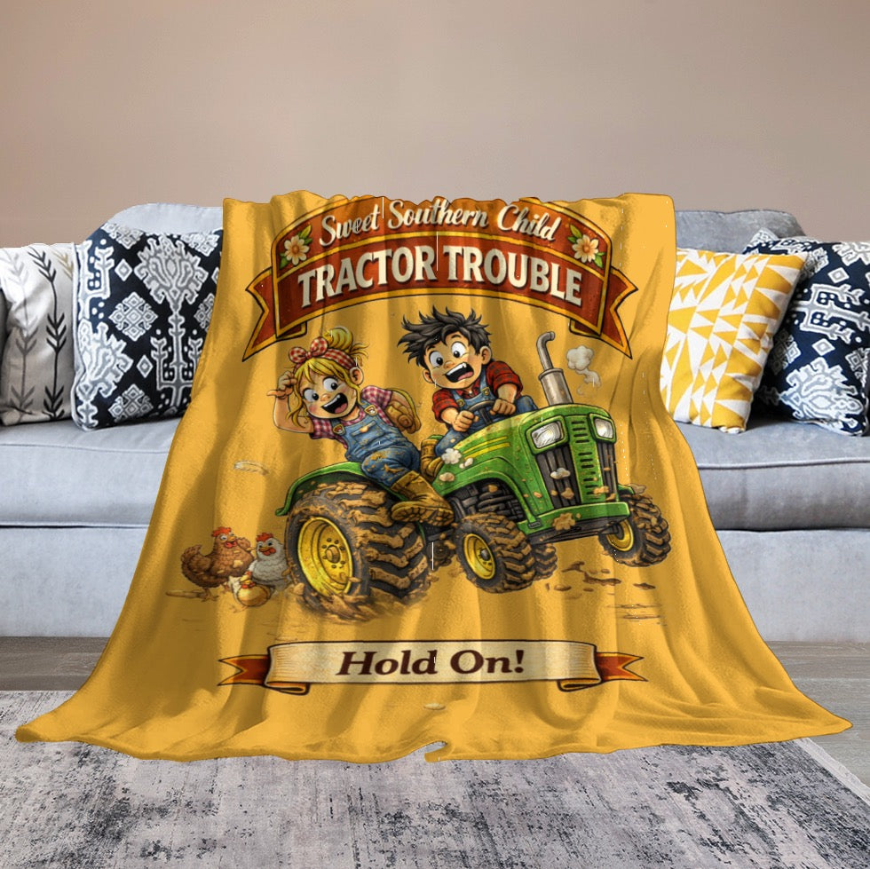 Ultra-Soft Flannel Blanket Tractor trouble