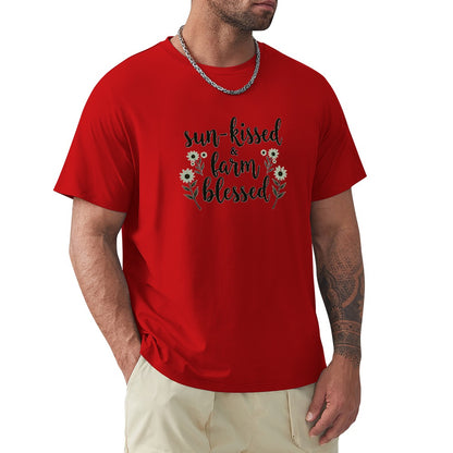 New High quality Men's T-shirt 100% Cotton sun kissed  farm blessed