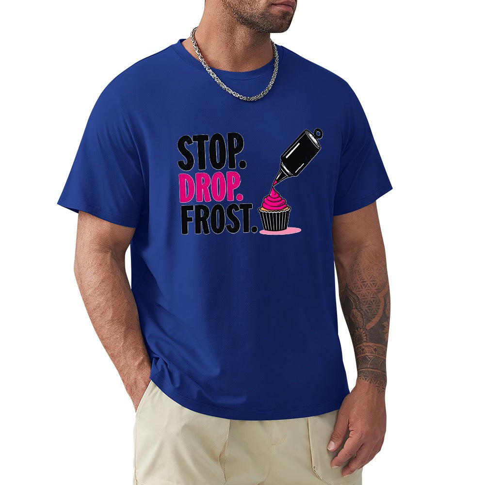 New High quality Men's T-shirt 100% Cotton Stop drop frost