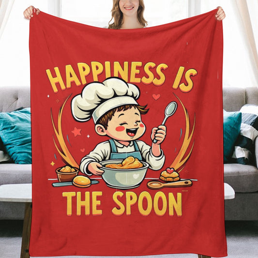 Ultra-Soft Flannel Blanket happiness is the spoon