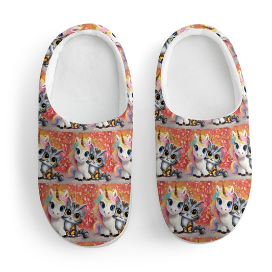 Unicorn and kitten Customized personalized children's home cotton slippers