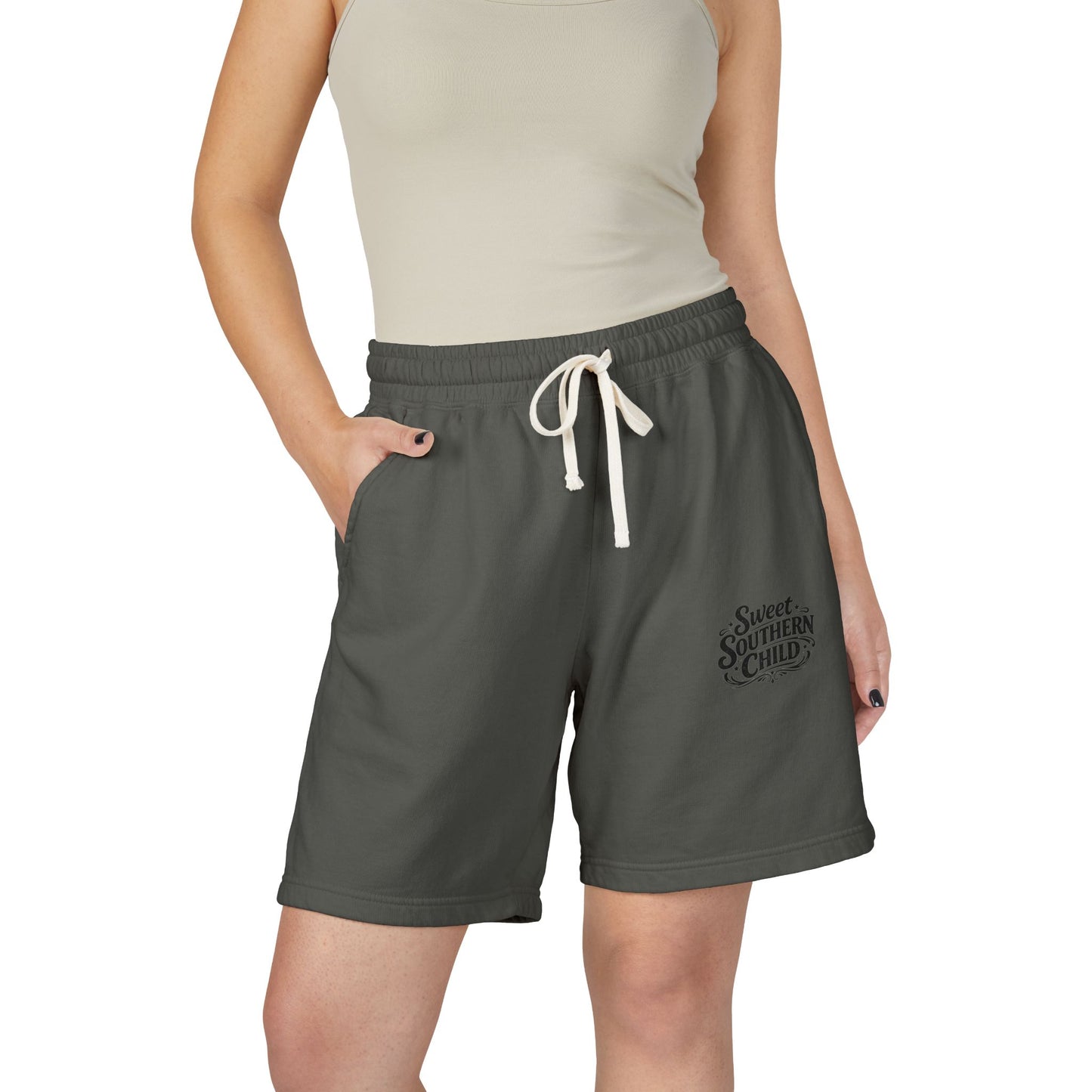 Sweat Shorts — "Sweet Southern Child" Vintage Script Lightweight Fleece