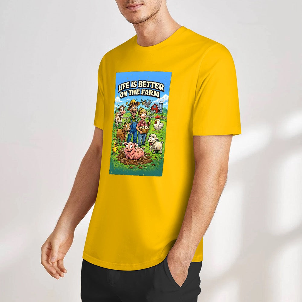 New Pure cotton short sleeved T-shirt life is better on the farm