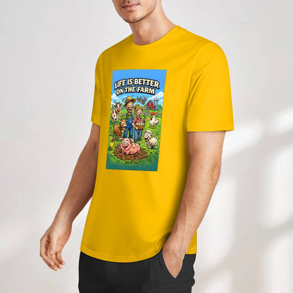 New Pure cotton short sleeved T-shirt life is better on the farm
