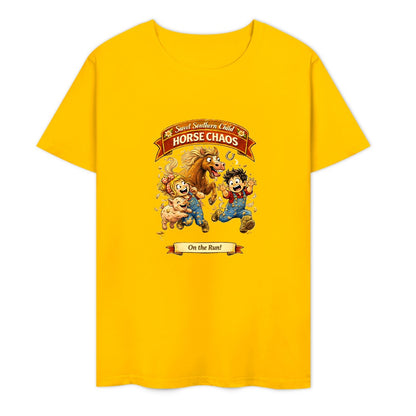 New Pure cotton short sleeved T-shirt Horse chaos