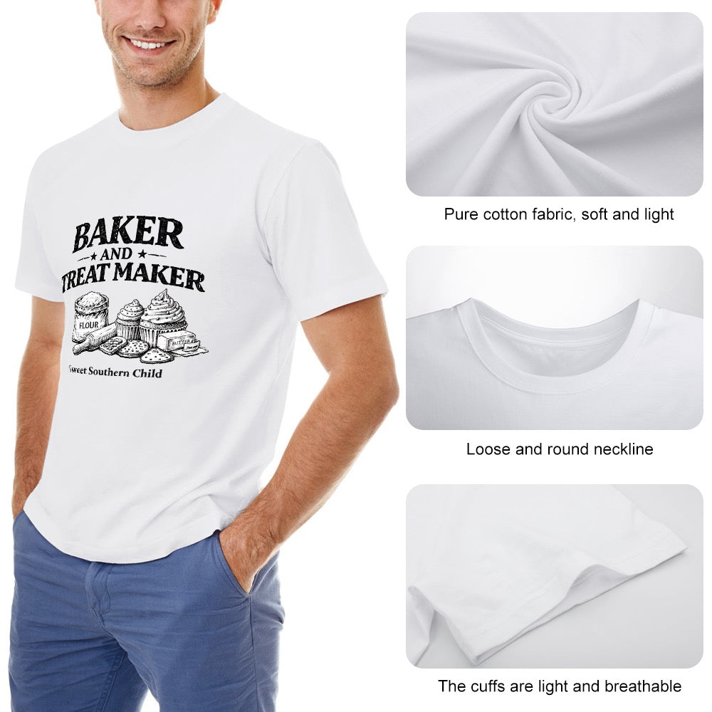 New High quality Men's T-shirt 100% Cotton Baker and treat maker