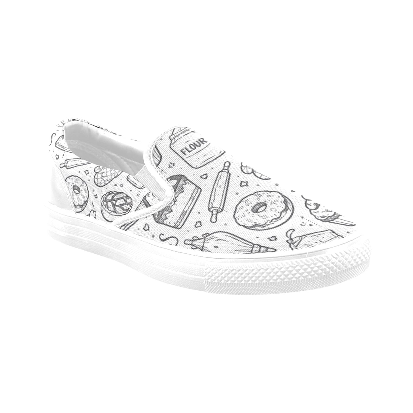 B&W bakery graphic Slip-on Canvas Men's Shoes (Model019)