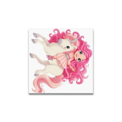 Dollie on unicorn Frame Canvas Print 12"x12"