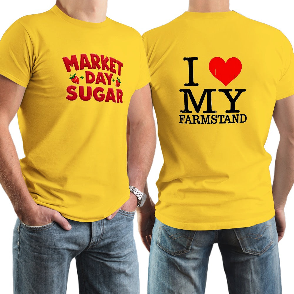 New High quality Men's T-shirt 100% Cotton market day, sugar