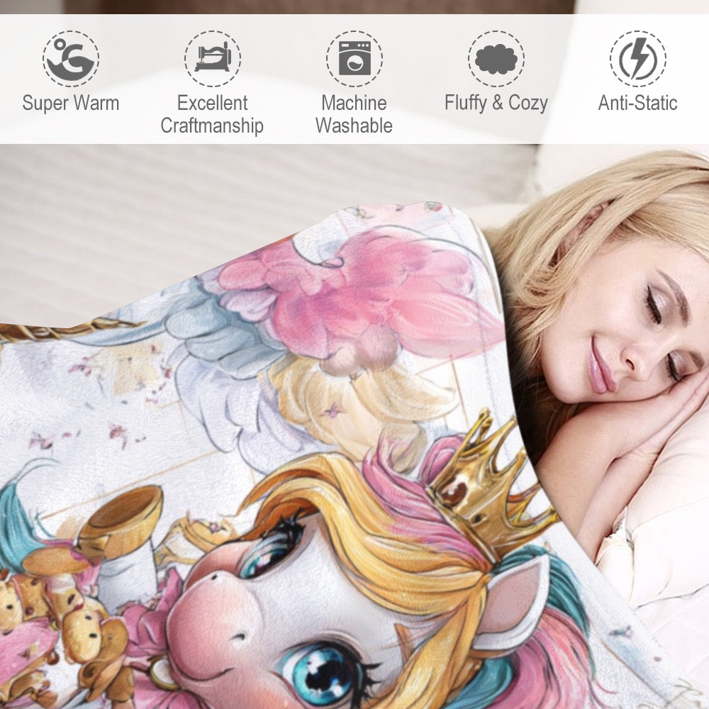 HELLO-OH-DOLLIE Multi unicorn Ultra-Soft Flannel Blanket 40”x50”