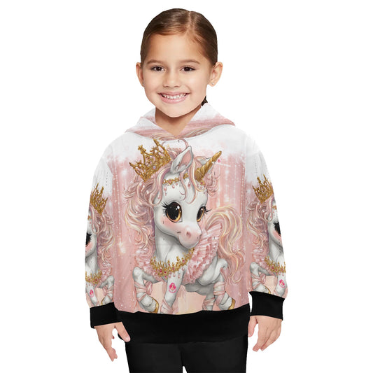 HELLO-OH-DOLLIE Unicorn ballerina Little Girls' Long Sleeve Hoodie