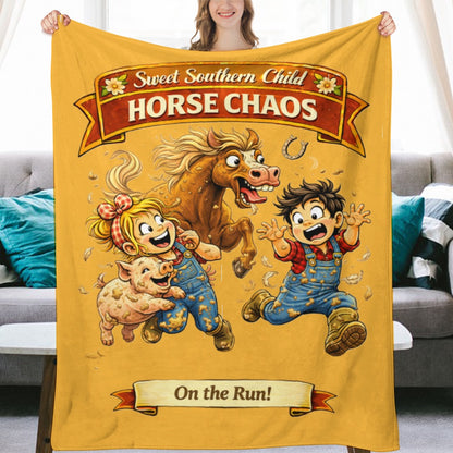 Ultra-Soft Flannel Blanket Horse chaos