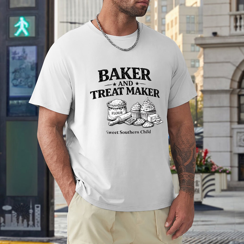 New High quality Men's T-shirt 100% Cotton Baker and treat maker