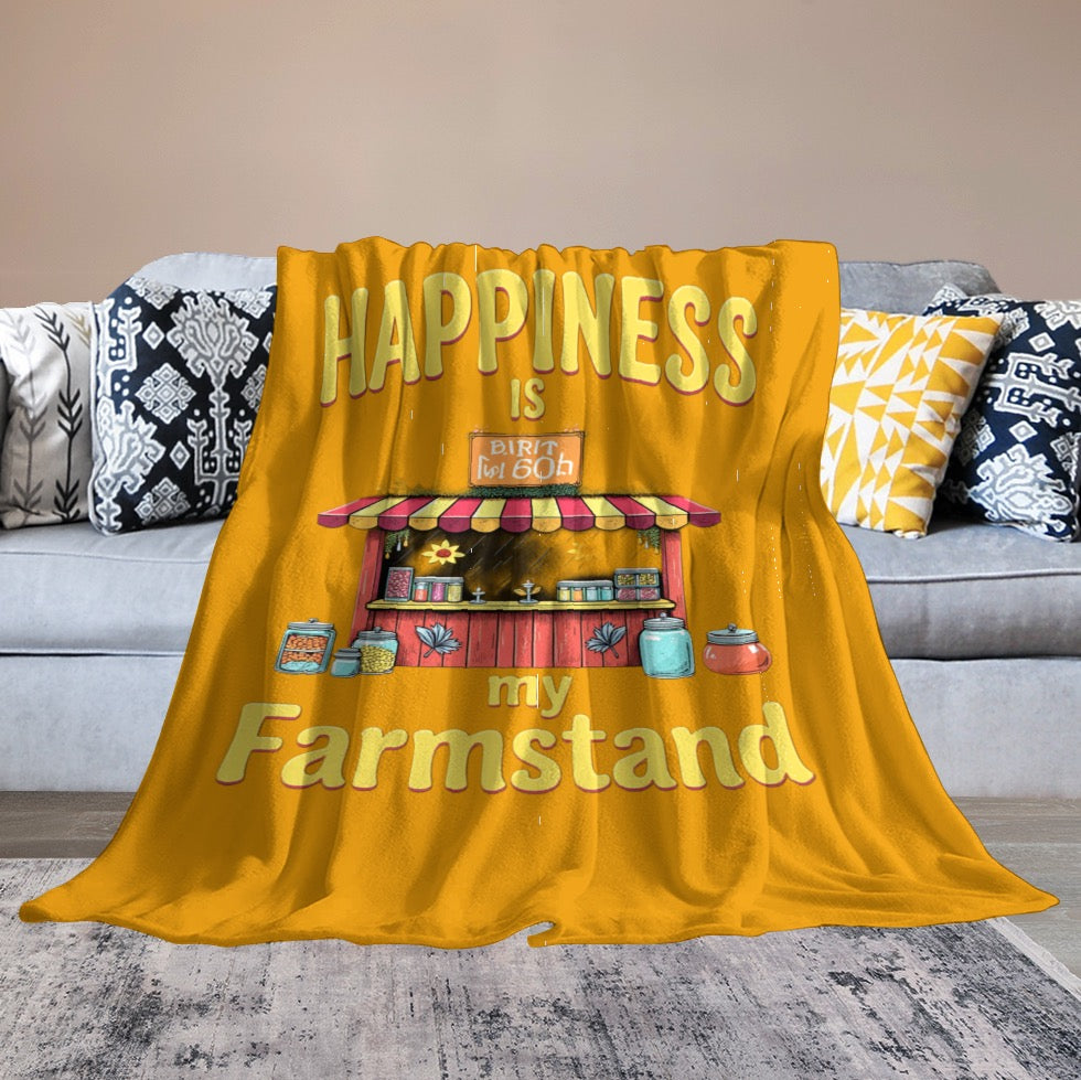Ultra-Soft Flannel Blanket Happiness is my farmstand