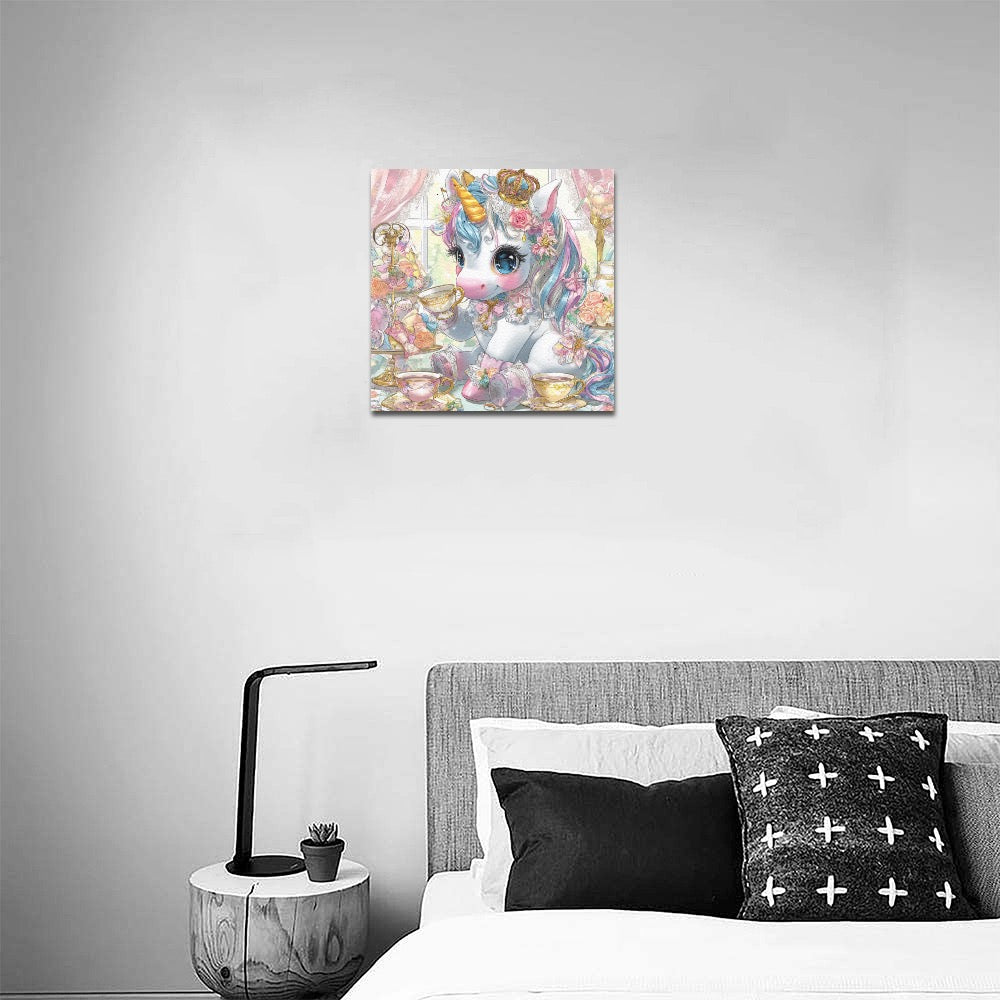 Unicorn tea party Frame Canvas Print 12"x12"