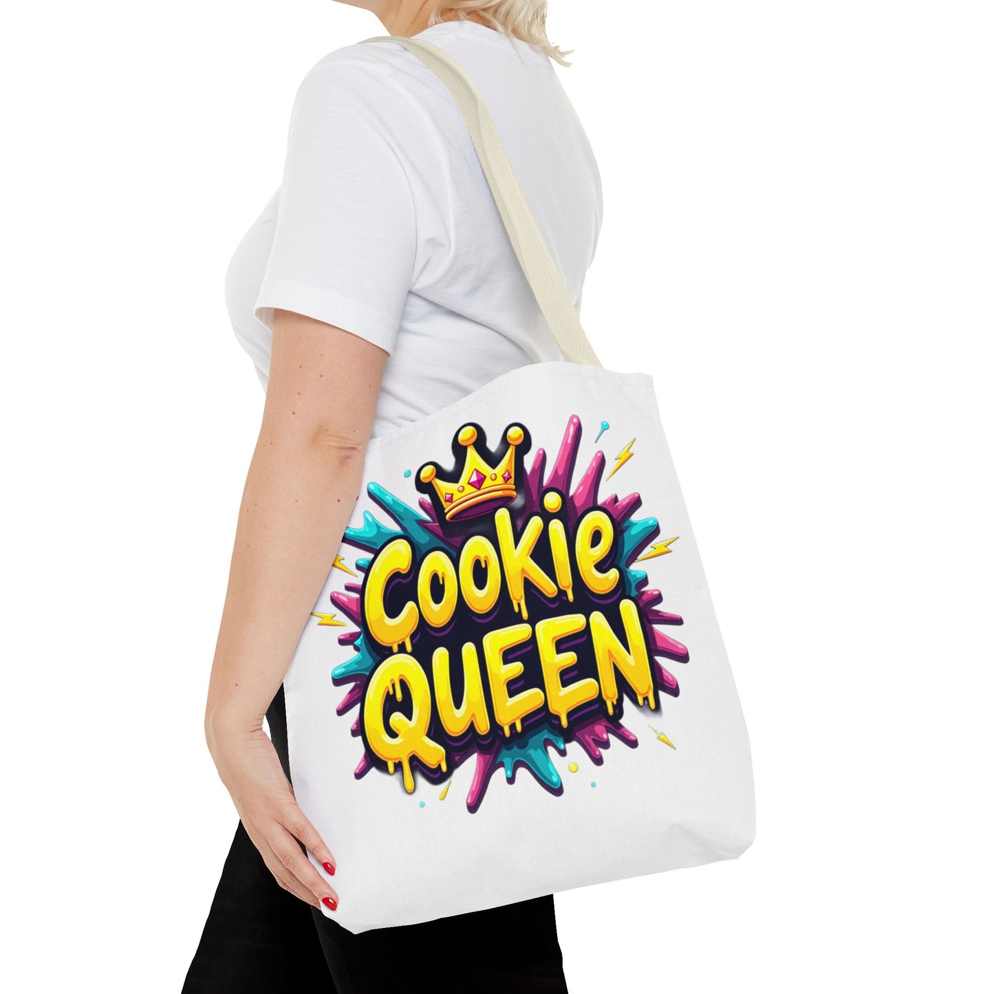 Cookie Queen Tote Bag — Colorful Crowned Bakery Gift Tote