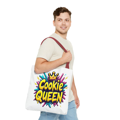Cookie Queen Tote Bag — Colorful Crowned Bakery Gift Tote