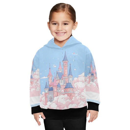 Hello-Oh-Dollie castle print Little Girls' Long Sleeve Hoodie